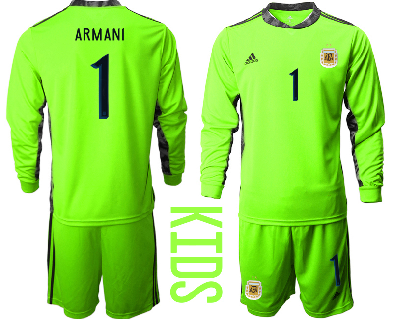 Cheap Youth 2020-2021 Season National team Argentina goalkeeper Long sleeve green 1 Soccer Jersey1